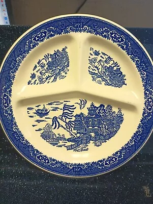 Buy Blue Willow Pattern Divided Plate Vintage Royal China  • 17.14£