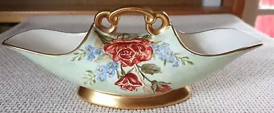 Buy Vintage Crown Devon Green & Gold Mantle Posy Vase With Red Roses • 13.99£