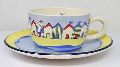 Buy Poole Pottery BEACH HUTS II Teacup & Saucer Hand Painted • 20£