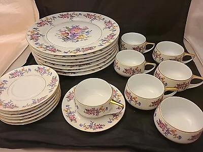 Buy 7-3 Pc Place Settings BOHEMIA FLORADORA Porcelain Czechoslovakia 21 Total Pieces • 163.09£