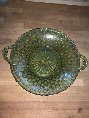 Buy Vtg 1950’s Indiana Glass Co Handled Bowl Auocado Green Depression Ware 9” Dia  • 11.18£