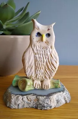 Buy Joan Cooper Studio Pottery Snowy Owl Tree Branch Figurine Signed Bird Ornament • 4.95£
