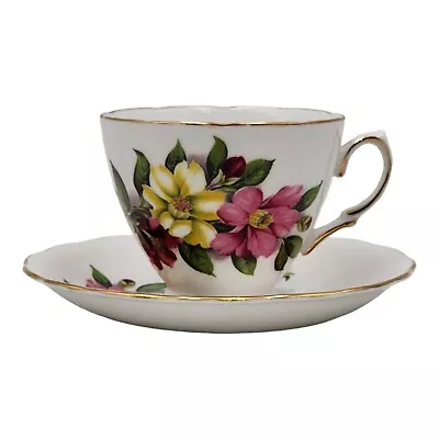 Buy Colclough Teacup Saucer Set Ridgway Pottery Made In England Pink Yellow Flowers  • 24.12£