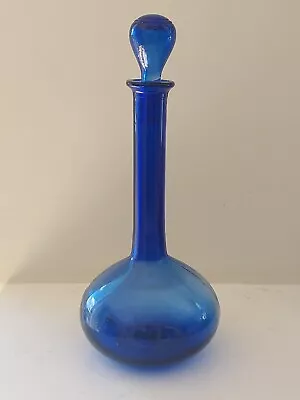 Buy Vintage Cobalt Blue Glass Bottle Decanter & Stopper 14   Genie Style • 39.99£