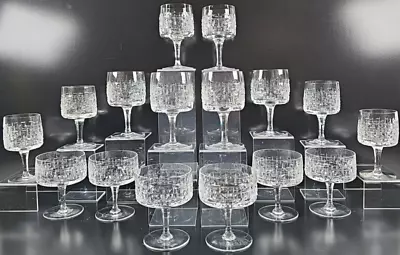 Buy 16 Pc Moser Crystal Wine Champagne Glass Lot Vintage Clear Basketweave Bohemian • 279.46£