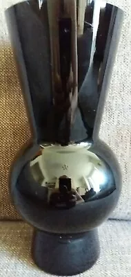 Buy Scandinavian MCM (?) Black Glass Vase (Excellent Condition) 20cm X 10cm • 19.99£