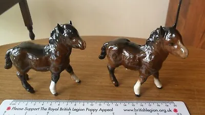 Buy Vintage Beswick Porcelain Brown Shetland Pony Horse Foal  X 2 • 30£