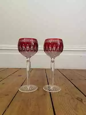 Buy Waterford Crystal Clarendon Ruby Wine Hock S/2 Glasses.  New - Unused. • 80£