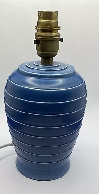 Buy Beautiful Vintage Table Lamp Ceramic Pottery Blue Ribbed Design 1950’s.  • 24£