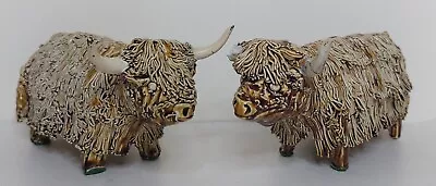 Buy Pair Of Vintage Castle Wynd Scotland Spaghetti Highland Cow Figurines. • 24.99£