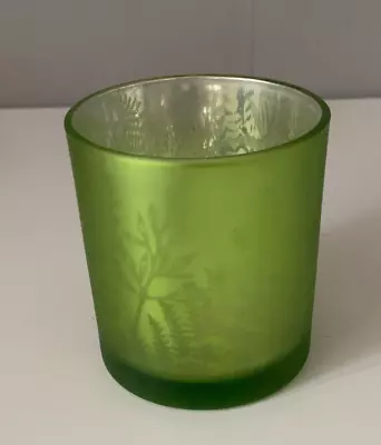 Buy 8.5cm Green Foil Mirrored Glass Fern Frond Tealight Candle Holder • 2.99£