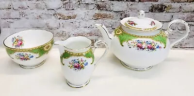 Buy ABJ Grafton Old Green Academy? 2 Pint Teapot, Sugar Bowl & Milk Jug/Creamer 6528 • 49.99£