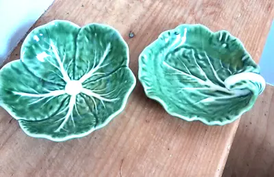 Buy BORDALLO PINHEIRO Green Majolica Cabbage Leaf WARE SET Bowl And Dish Portugal • 69.99£