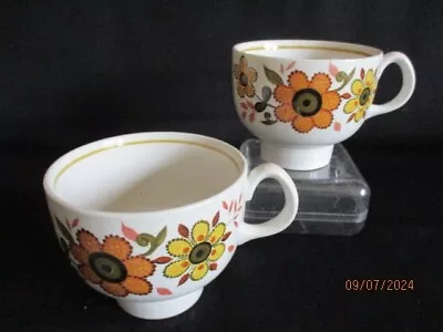 Buy Ridgway Pottery Harvest Gold Vintage 1950s Tea Cups X 2 • 4.50£