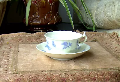 Buy Antique English Porcelain Tea Cup And Saucer Sprig Moulding. 'Rose And Thistle'. • 18£