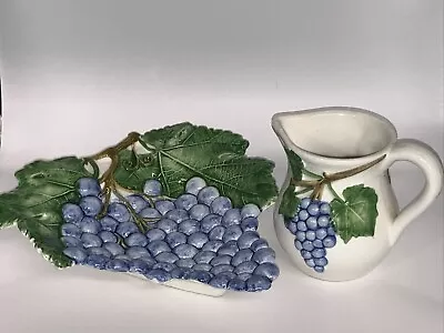 Buy Bassano Vintage Ceramic Platter& Jug Italian Pottery - Jug No 2198 Bowl - 1662 • 38£
