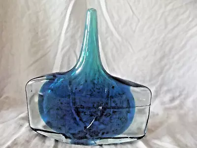 Buy Vintage Large MDINA Heavy Art Glass  Axe Vase By Eric Dobson 1976   21cm High • 295£
