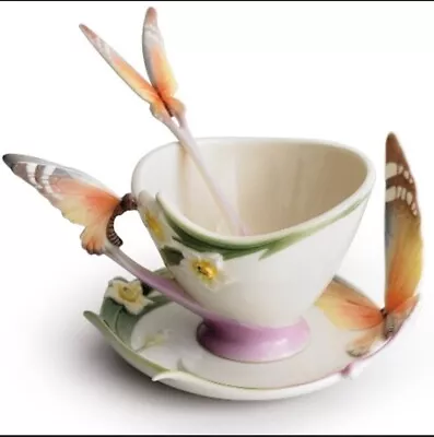 Buy Franz Porcelain Butterfly Cup & Saucer And Spoon XP1693 • 110£