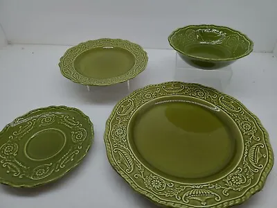 Buy Vintage Canonsburg Pottery Ironstone Green Regency Plate, Bowl Setting  • 13.98£