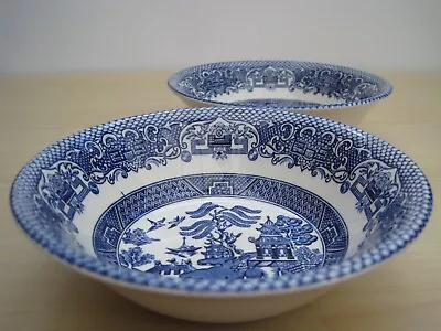 Buy 2 X Vintage Unbranded Blue Willow Pattern 5.375 Inch Cereal Soup Dessert Bowls • 10£