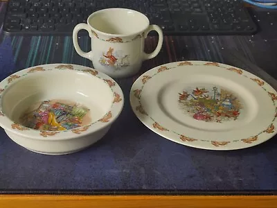 Buy 1936 Vintage 3 Pieces Royal Doulton Bunnykins Set English Fine Bone China 70-80 • 25£