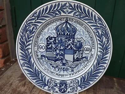 Buy 1926 Silver Wedding Queen Wilhelmina Of The Netherlands Dutch Pottery Plate • 19.99£