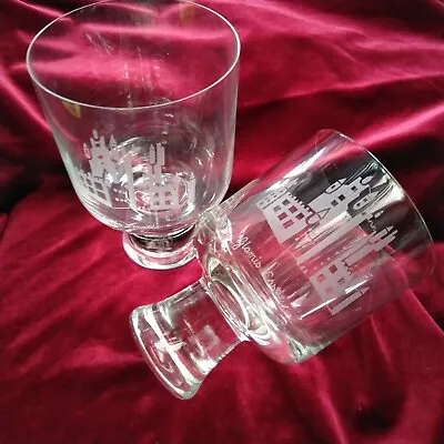 Buy 2x Edinburg Crystal Wine Goblets Etched Glamis Castle Scotland Beer Glasses 15cm • 25£