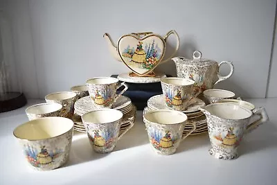 Buy Vintage Empire Crinoline Lady Teaset Burslem Mixed 31 Piece Set Cups/Teapot (S) • 45£