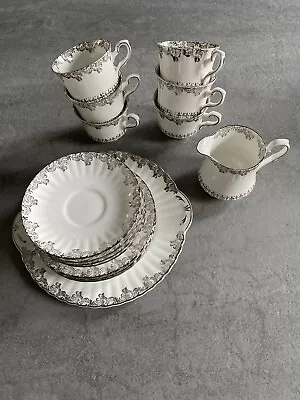 Buy Royal Stafford Bone China Tea Set 19 Piece In White And Silver • 45£