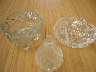 Buy Vintage Clear Glass Dish With 3 Legs / Bowl / Trinket Container - Job Lot X 3 • 4.99£