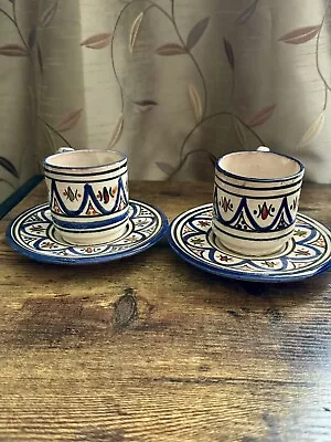 Buy Set Of 2 Moroccan Cups Handmade , Ceramic Tea Cups, Coffee Cups, Mugs • 18£