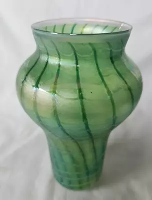 Buy Stunning John Ditchfield Studio Art Glass Vase, Vibrant Green Iridescent Design • 200£