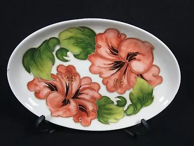 Buy Vintage William Moorcroft Signed Hibiscus White Ground Oval Dish Plate • 62.97£