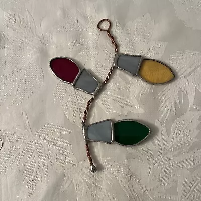 Buy Vintage Stained Glass  Sun Catcher String Of Christmas Tree Lights Red Green • 11.65£