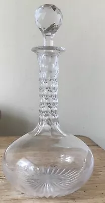 Buy Antique Victorian Shaft And Globe Cut Glass Wine Decanter 11.5in Ht. • 10.99£