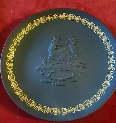 Buy WEDGWOOD Jasperware Black Basalt MOTHER Plate Gold Trim • 9.99£