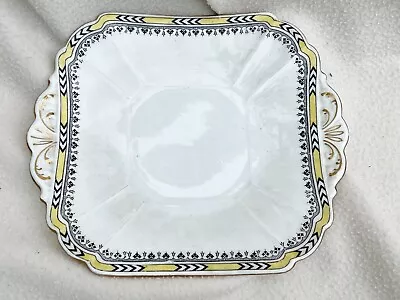 Buy Vintage Shelley China Cake / Sandwich Plate Yellow And Blue Pattern Rim Art Deco • 24.99£