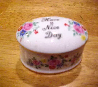 Buy Crown Staffordshire Small Fine Bone China Floral Trinket Box - Have A Nice Day • 9.32£