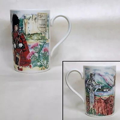 Buy Vintage Dunoon Scotland Mug Castle Piper Thistle Highland Cow Cattle Stoneware • 41.93£