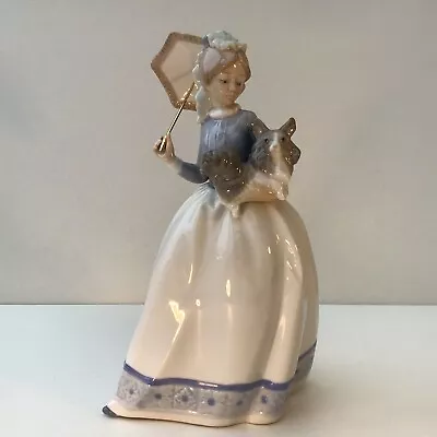 Buy Lladro Nao 472 ' My Friends ' Young Lady With Dog And Parasol - Perfect, Retired • 119£