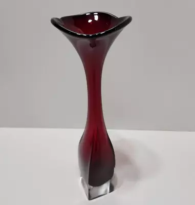 Buy Vintage Aseda Glasbruk Ruby Red Glass Trumpet Vase Swedish Art 13  Tall • 27.03£