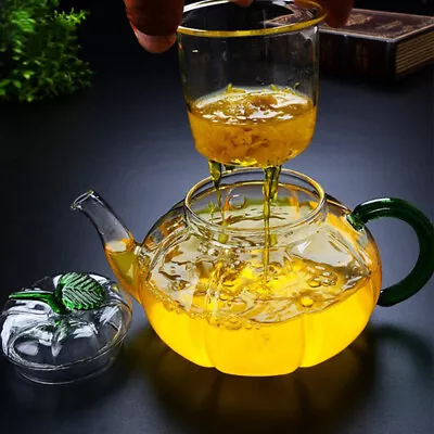 Buy  Pumpkin Stripe Pot Glass Home Tea Kettle Teapot With Infuser Japanese • 16.24£