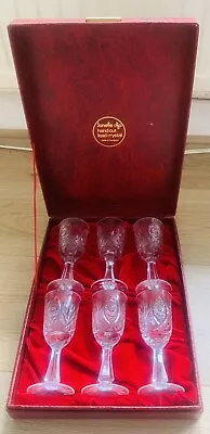 Buy Vintage Boxed Jonelle John Lewis X 6 Hand Cut Lead Crystal Sherry / Port Glasses • 30£