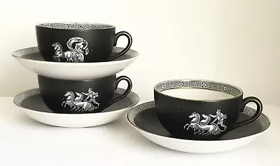 Buy Antique F&R PRATT Old Greek Prattware C19th Pottery Coffee Cup Saucer Duo X 3 • 14.99£