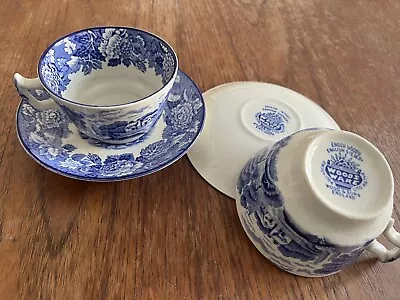 Buy Enoch Woods English Scenery Woods Ware Large Teacup And Saucer Blue White • 10£