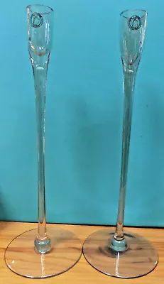 Buy Clear Glass Candlesticks Vintage Xtra Tall Candle Holders Label Hand Made 31cm • 9.99£