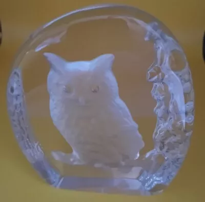 Buy Wedgewood Crystal Glass Paperweight - Owl On Branch Etched Carved Reverse  • 8£