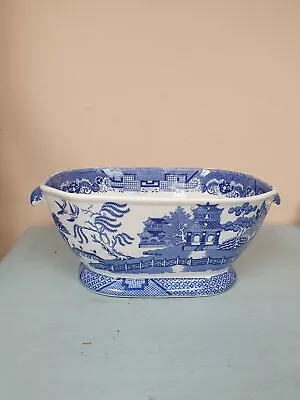 Buy Antique Bell's Pottery Blue And White Willow Pattern Tureen, Planter • 22£