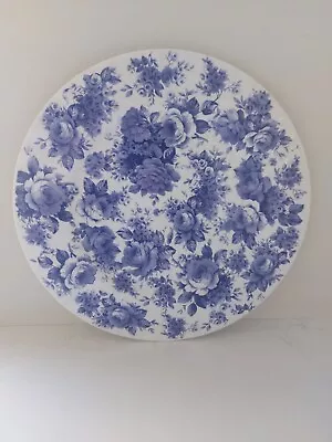 Buy Roy Kirkham English Chintz Plate Blue & White Roses Flowers Fine Bone China 11  • 16£