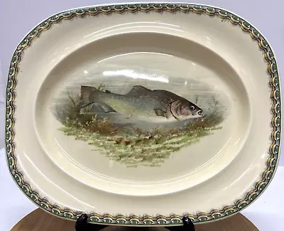 Buy Antique Woods Ivory Ware Carp Fish Salmon Buffet Platter Green Cream 14 “ X 11” • 22.50£